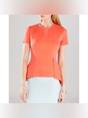 BCBGMAXAZRIA Scarlett’s Ambrosia Orange Short Sleeve Peplum Top
